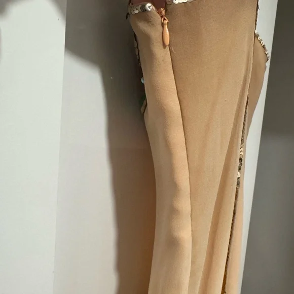 VINTAGE HEATHERETTE 100% silk Green and Brown Sequin Dress - Picture 8 of 9